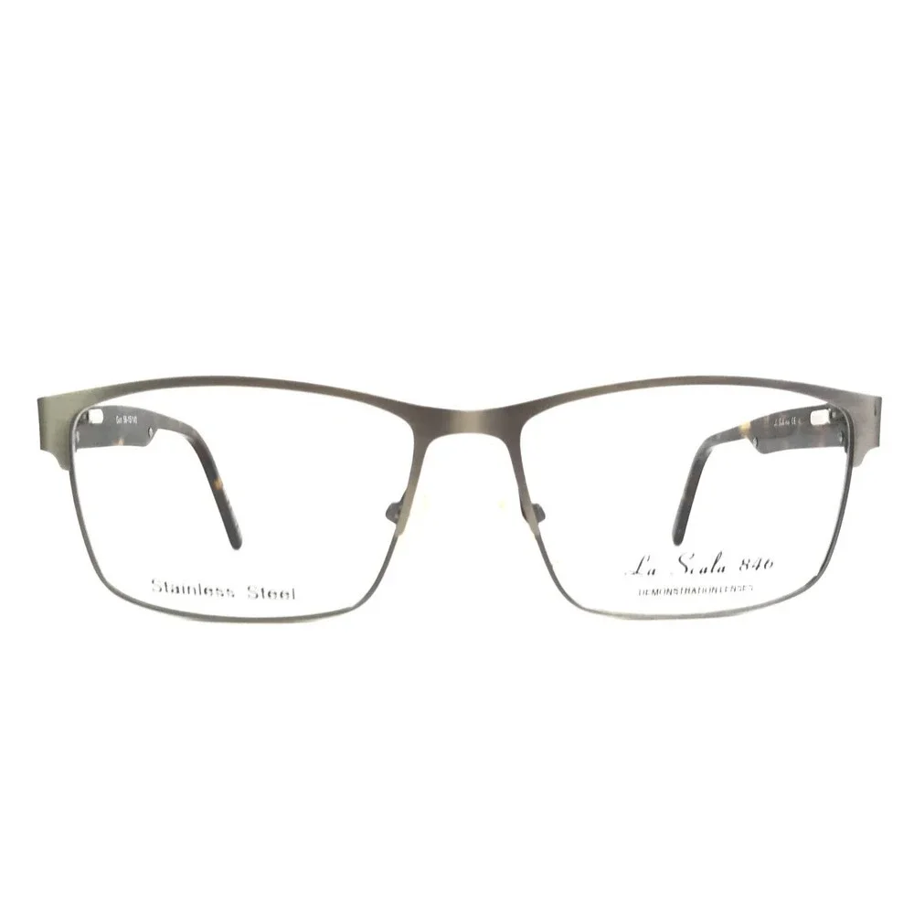 La Scala Eyeglasses Frames 846 Gun Gunmetal Tortoise Rectangle 56-15-140